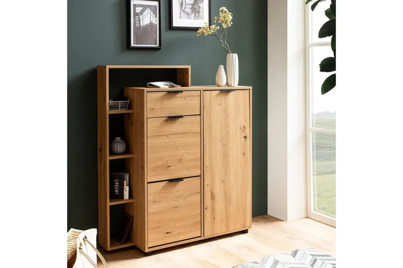 Skoskåp Wohnling Massa 2 fällbara fack för 12 par Folierad spånskiva med 1 dörrhylla - Förvaring - Sko- & klädförvaring - Skoförvaring