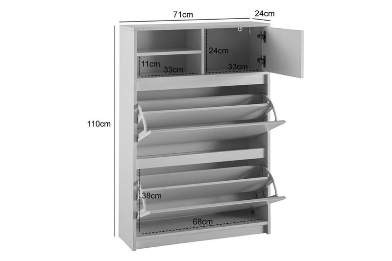 Skoskåp Wohnling med 2 utfällbara fack 1 dörr melaminbelagd mdf modern - Förvaring - Sko- & klädförvaring - Skoförvaring