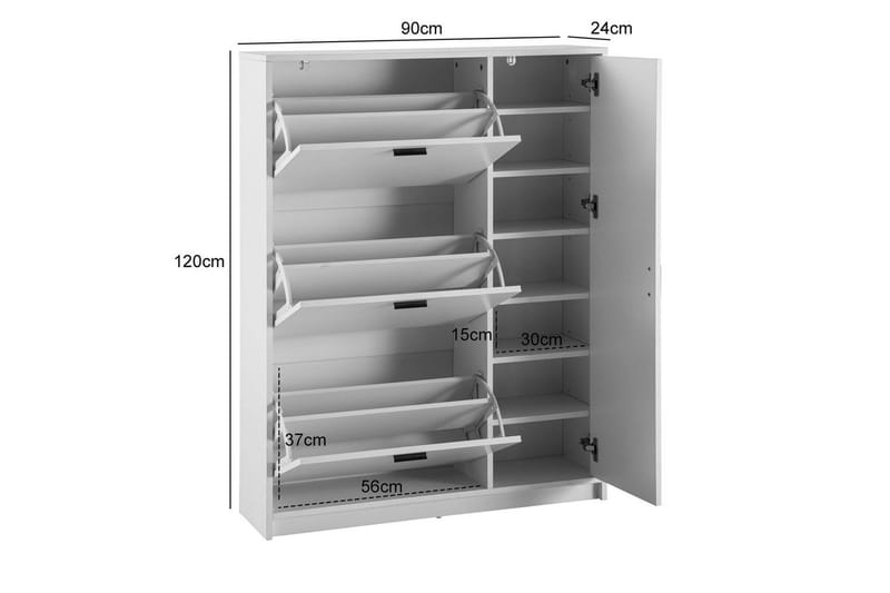 Skoskåp Wohnling med 3 fällbara fack 1 dörr melaminbelagd MDF modern - Förvaring - Sko- & klädförvaring - Skoförvaring