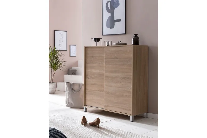 Skoskåp Wohnling melaminbelagd MDF, skjutdörrar, för 20 par Sonoma - Sonoma - Förvaring - Sko- & klädförvaring - Skoförvaring