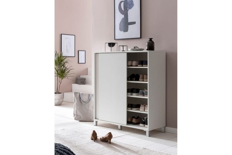 Skoskåp Wohnling melaminbelagd MDF, skjutdörrar, för 20 par Vit - Vit - Förvaring - Sko- & klädförvaring - Skoförvaring