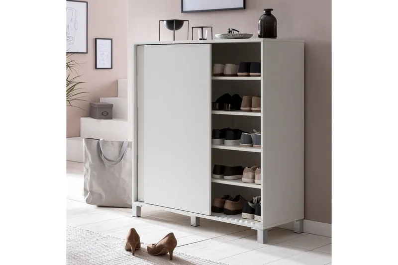 Skoskåp Wohnling melaminbelagd MDF, skjutdörrar, för 20 par Vit - Vit - Förvaring - Sko- & klädförvaring - Skoförvaring