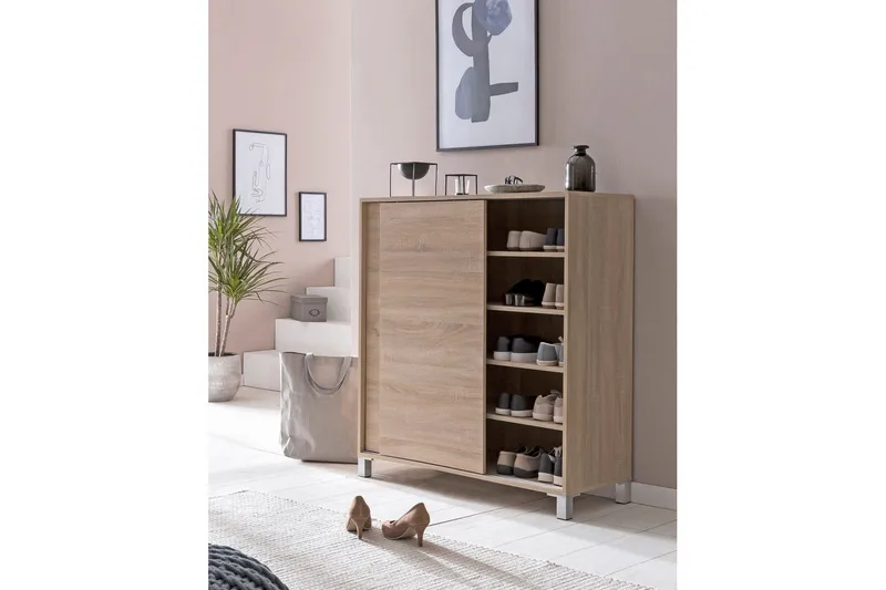 Skoskåp Wohnling melaminbelagd MDF, skjutdörrar, för 20 par Sonoma - Sonoma - Förvaring - Sko- & klädförvaring - Skoförvaring