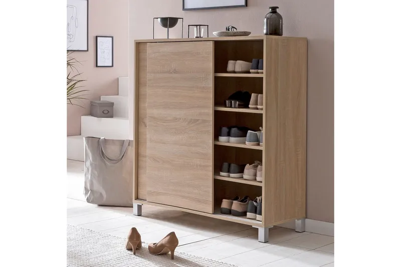 Skoskåp Wohnling melaminbelagd MDF, skjutdörrar, för 20 par Sonoma - Sonoma - Förvaring - Sko- & klädförvaring - Skoförvaring