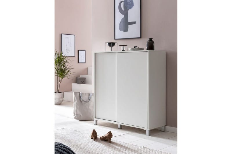 Skoskåp Wohnling melaminbelagd MDF, skjutdörrar, för 20 par Vit - Vit - Förvaring - Sko- & klädförvaring - Skoförvaring