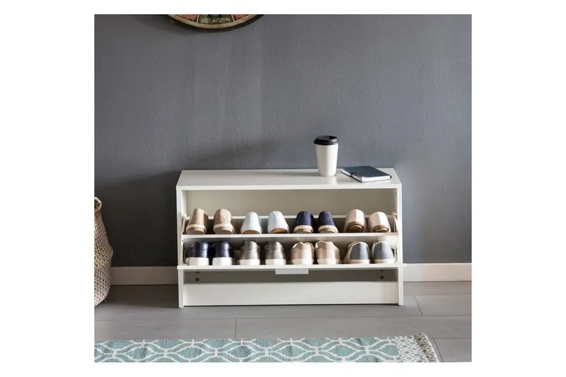 Skoskåp Wohnling SPLIT med fällbara fack, foliebelagd spånskiva Vit - Vit - Förvaring - Sko- & klädförvaring - Skoförvaring