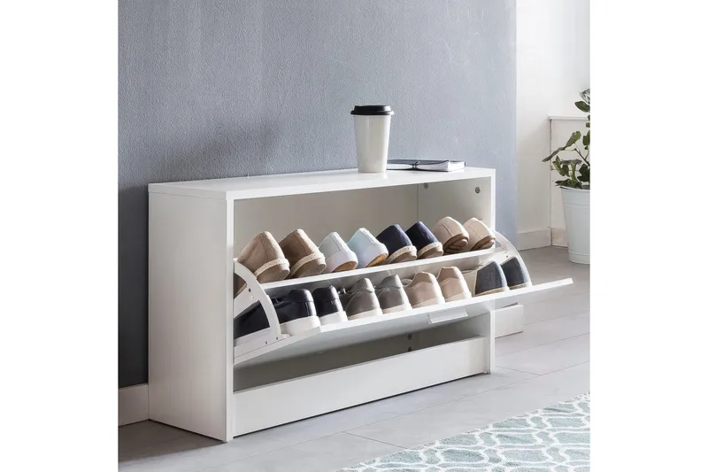 Skoskåp Wohnling SPLIT med fällbara fack, foliebelagd spånskiva Vit - Vit - Förvaring - Sko- & klädförvaring - Skoförvaring