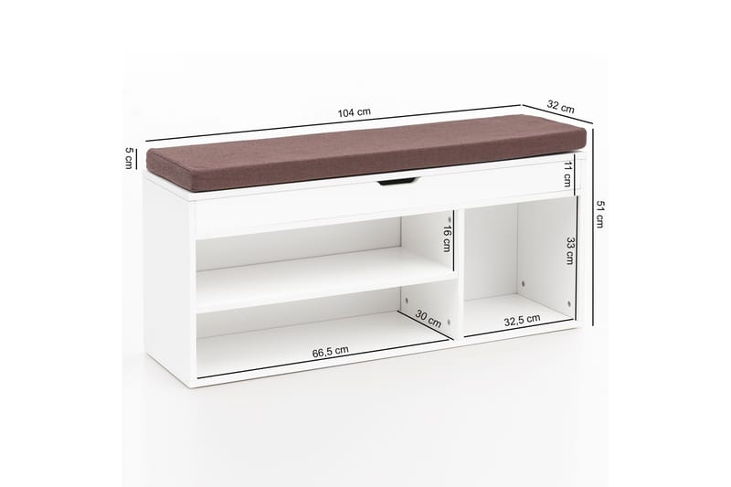 STROZIER Skohylla 104x32 cm Vit - Skoförvaring - Skohylla & skoställ