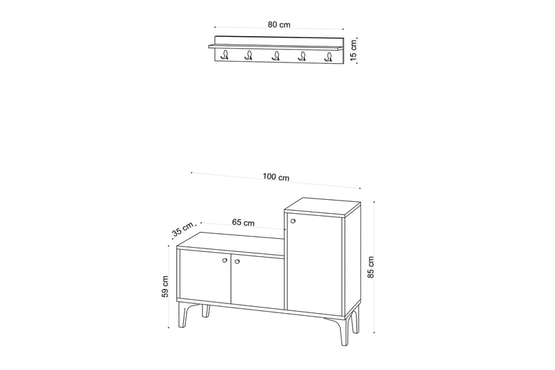 SUZANO Skoskåp 100x35 cm Natur - Förvaring - Sko- & klädförvaring - Skoförvaring