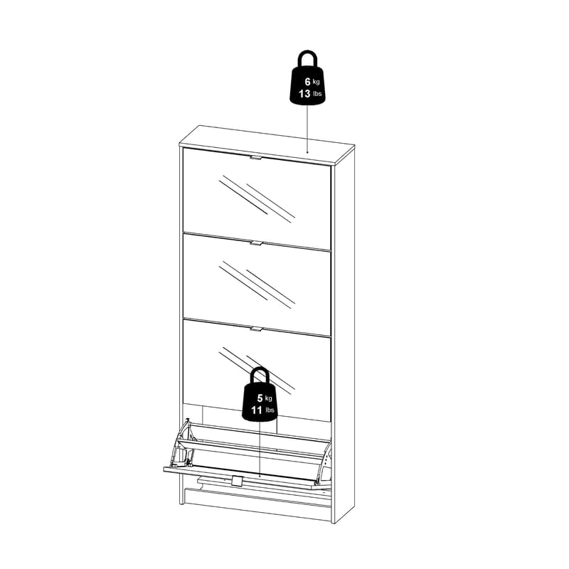 Tenor Skoskåp 4 fack 70x24x162 cm - Förvaring - Sko- & klädförvaring - Skoförvaring