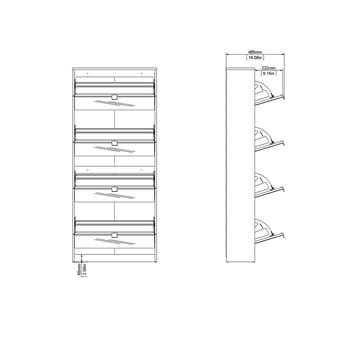 Tenor Skoskåp 4 fack 70x24x162 cm - Förvaring - Sko- & klädförvaring - Skoförvaring