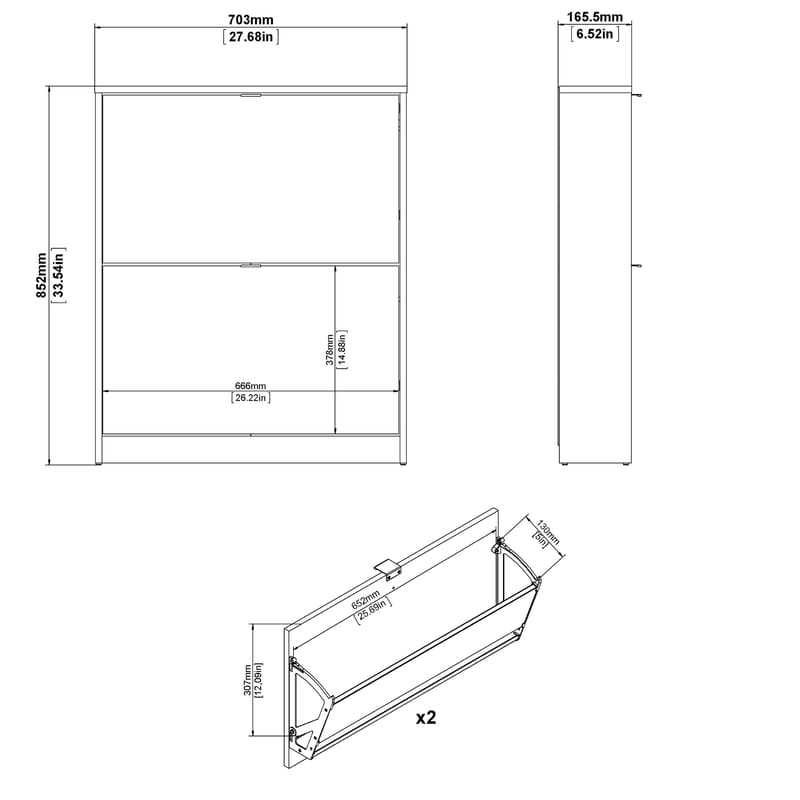 Tenor Skoskåp med 2 fack 70x16x85 cm - Förvaring - Sko- & klädförvaring - Skoförvaring