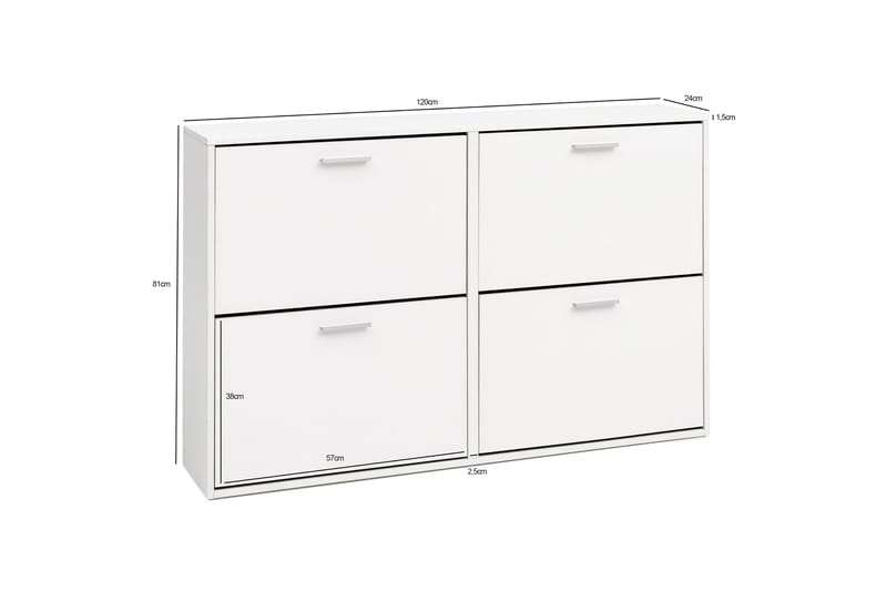 Terreri Skoskåp 120x24 cm - Vit - Förvaring - Sko- & klädförvaring - Skoförvaring