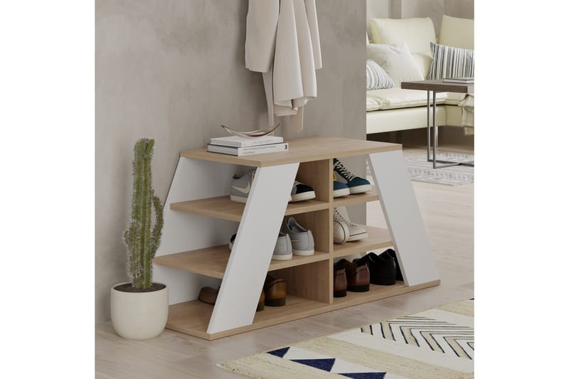 Toya Skoskåp 105,5 cm - Ek/Vit - Förvaring - Sko- & klädförvaring - Skoförvaring