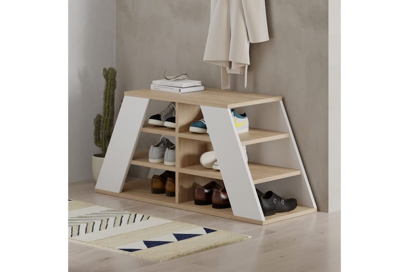 Toya Skoskåp 105,5 cm - Ek/Vit - Förvaring - Sko- & klädförvaring - Skoförvaring