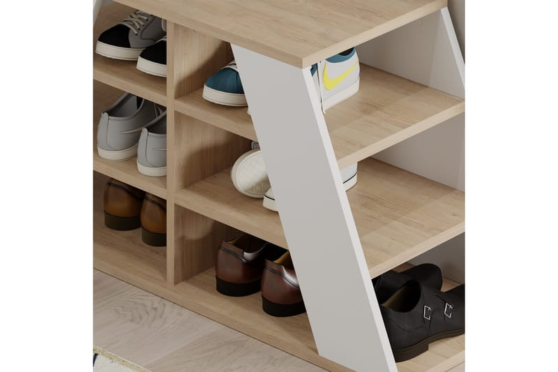 Toya Skoskåp 105,5 cm - Ek/Vit - Förvaring - Sko- & klädförvaring - Skoförvaring