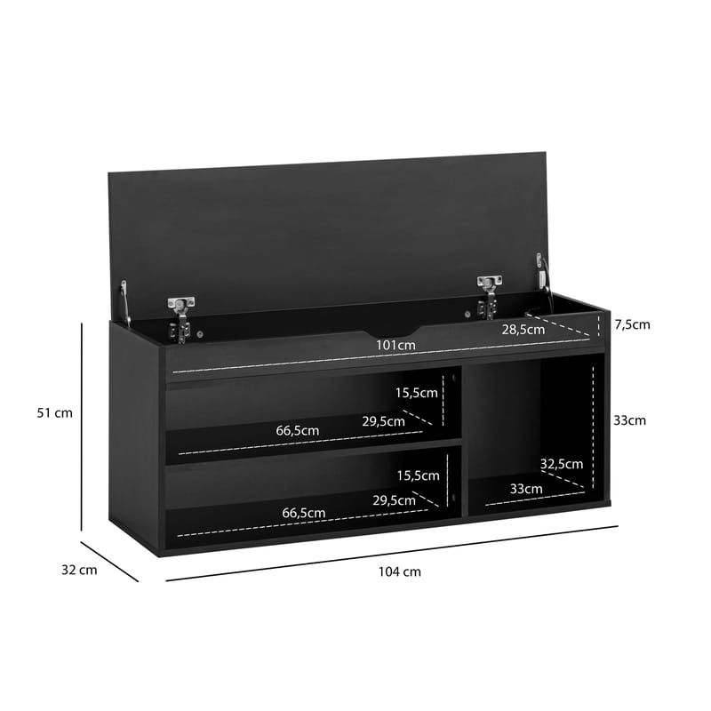 Ulvena Skobänk med sits 104x51x32 cm - svart - Förvaring - Sko- & klädförvaring - Skoförvaring - Bänk med skoförvaring