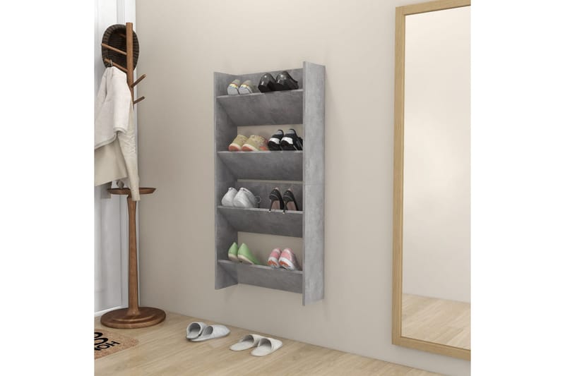 Väggmonterat skoställ 2 st betonggrå 60x18x60 cm spånskiva - Betonggrå - Förvaring - Sko- & klädförvaring - Skoförvaring
