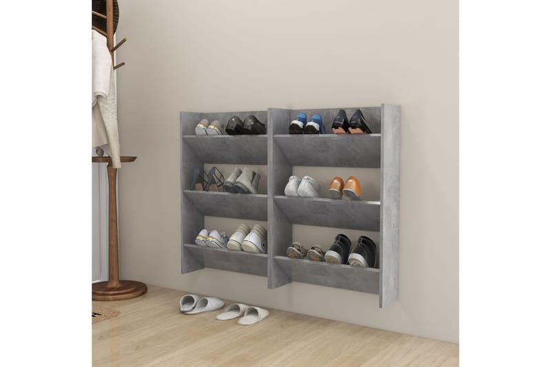 Väggmonterat skoställ 2 st betonggrå 60x18x90 cm spånskiva - Betonggrå - Förvaring - Sko- & klädförvaring - Skoförvaring