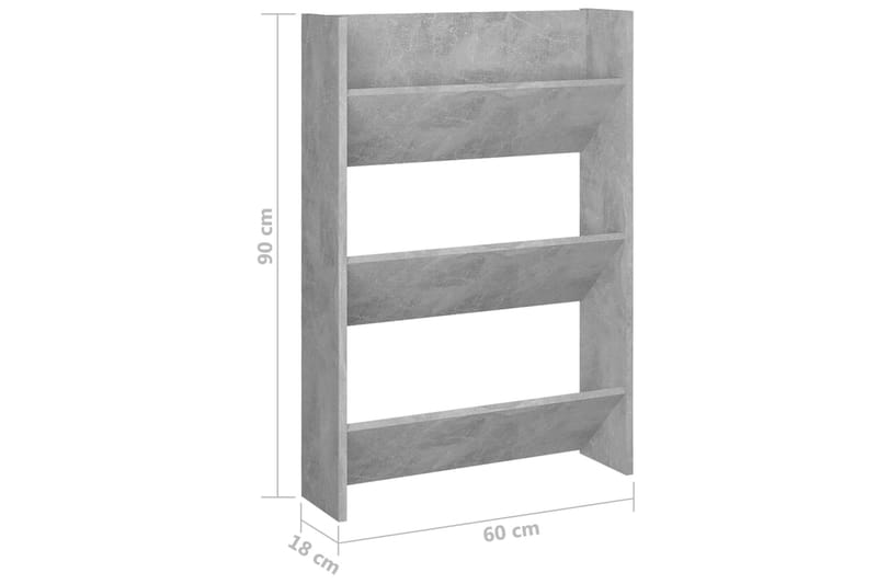 Väggmonterat skoställ 2 st betonggrå 60x18x90 cm spånskiva - Betonggrå - Förvaring - Sko- & klädförvaring - Skoförvaring