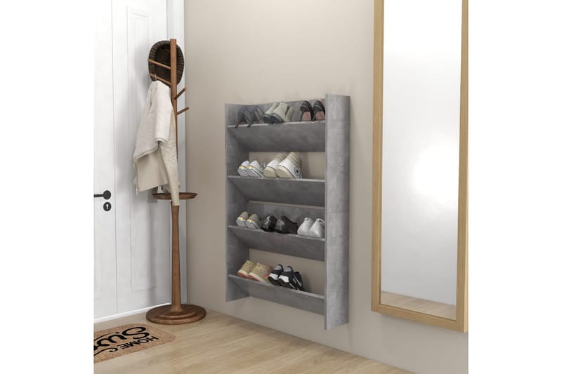 Väggmonterat skoställ 2 st betonggrå 80x18x60 cm spånskiva - Betonggrå - Förvaring - Sko- & klädförvaring - Skoförvaring
