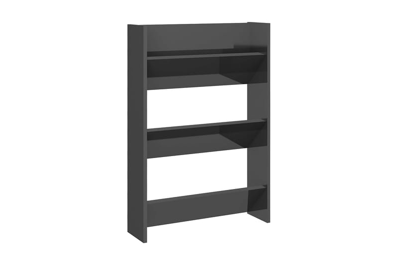 Väggmonterat skoställ 2 st grå högglans 60x18x90 cm spånskiv - Grå högglans - Förvaring - Sko- & klädförvaring - Skoförvaring
