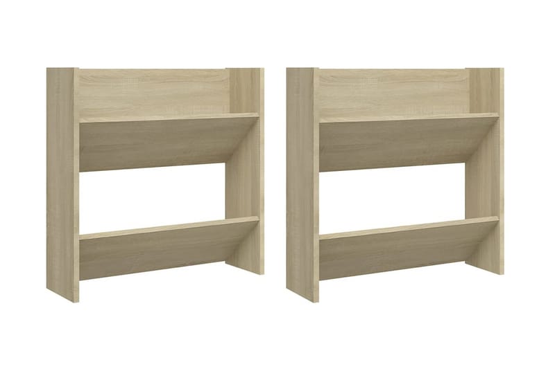 Väggmonterat skoställ 2 st sonoma-ek 60x18x60 cm spånskiva - Ek - Förvaring - Sko- & klädförvaring - Skoförvaring