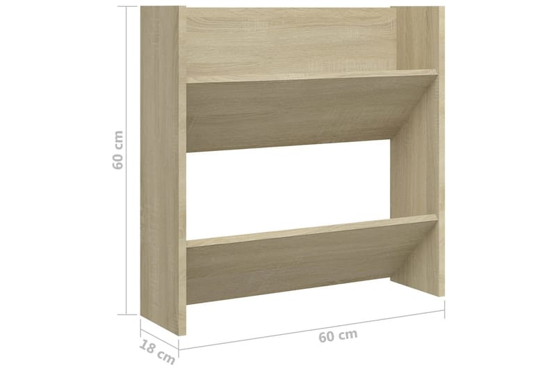 Väggmonterat skoställ 2 st sonoma-ek 60x18x60 cm spånskiva - Ek - Förvaring - Sko- & klädförvaring - Skoförvaring