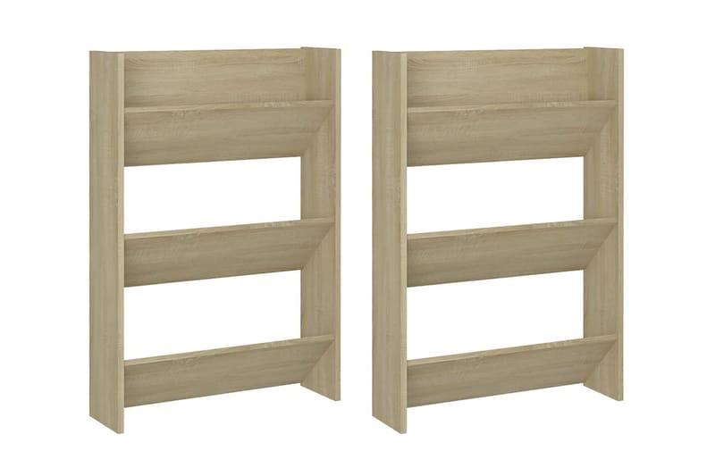 Väggmonterat skoställ 2 st sonoma-ek 60x18x90 cm spånskiva - Ek - Förvaring - Sko- & klädförvaring - Skoförvaring