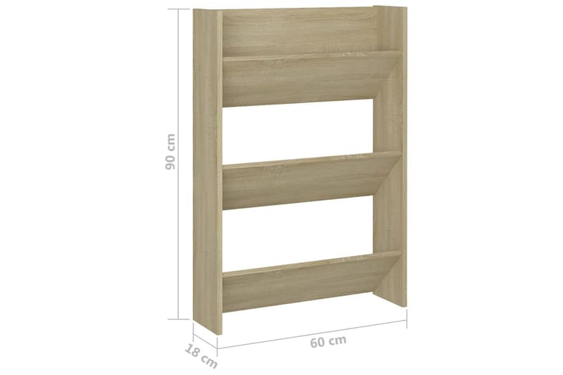 Väggmonterat skoställ 2 st sonoma-ek 60x18x90 cm spånskiva - Ek - Förvaring - Sko- & klädförvaring - Skoförvaring