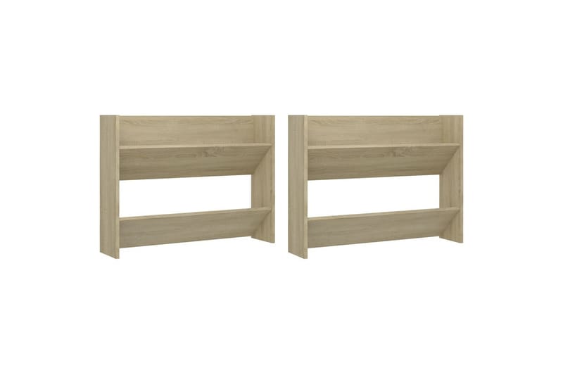 Väggmonterat skoställ 2 st sonoma-ek 80x18x60 cm spånskiva - Ek - Förvaring - Sko- & klädförvaring - Skoförvaring