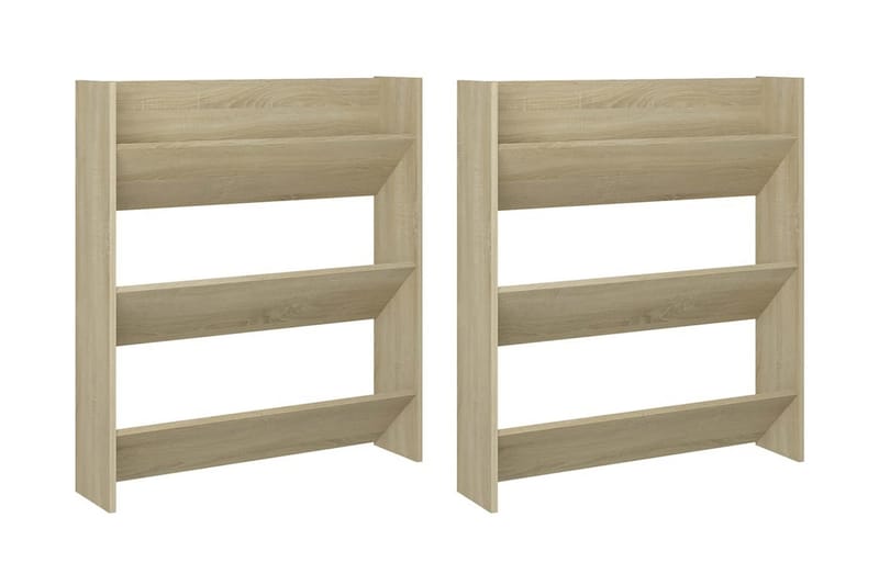Väggmonterat skoställ 2 st sonoma-ek 80x18x90 cm spånskiva - Ek - Förvaring - Sko- & klädförvaring - Skoförvaring
