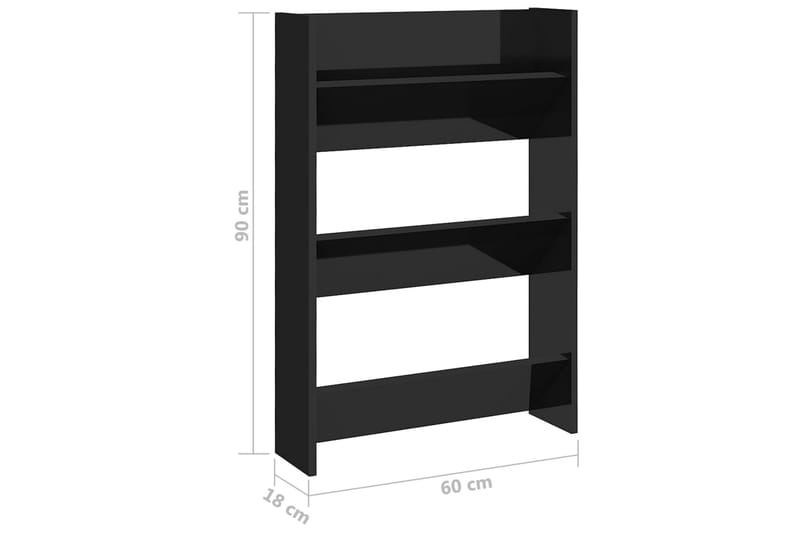 Väggmonterat skoställ 2 st svart högglans 60x18x90 cm spånsk - Svart högglans - Förvaring - Sko- & klädförvaring - Skoförvaring