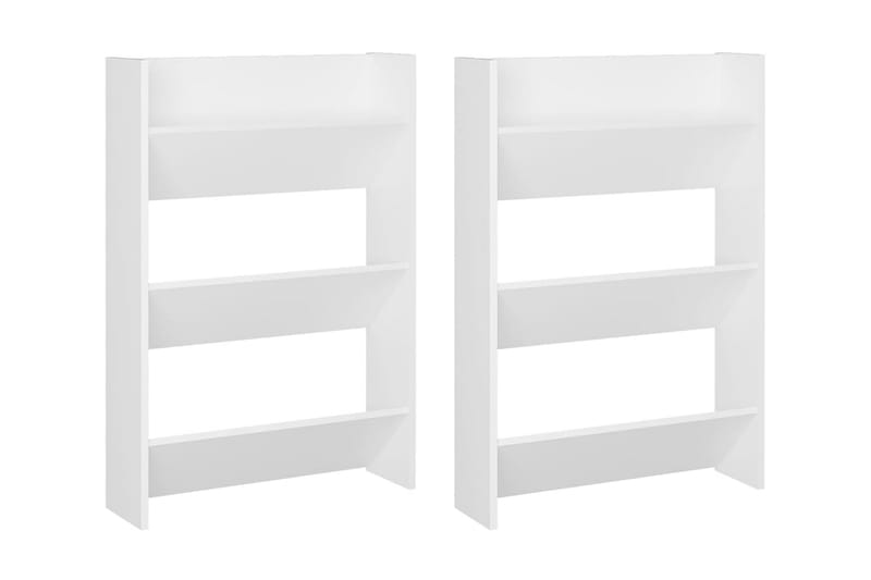 Väggmonterat skoställ 2 st vit 60x18x90 cm spånskiva - Vit - Förvaring - Sko- & klädförvaring - Skoförvaring