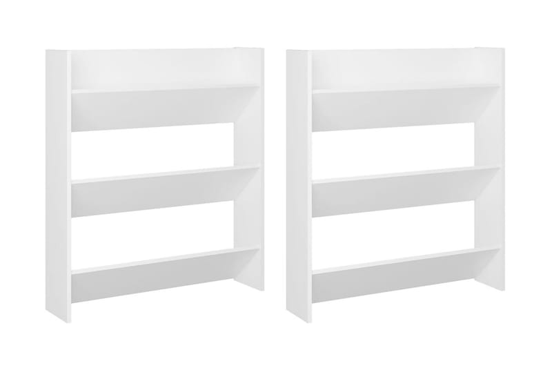 Väggmonterat skoställ 2 st vit 80x18x90 cm spånskiva - Vit - Förvaring - Sko- & klädförvaring - Skoförvaring