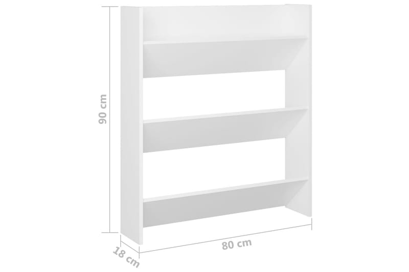 Väggmonterat skoställ 2 st vit 80x18x90 cm spånskiva - Vit - Förvaring - Sko- & klädförvaring - Skoförvaring