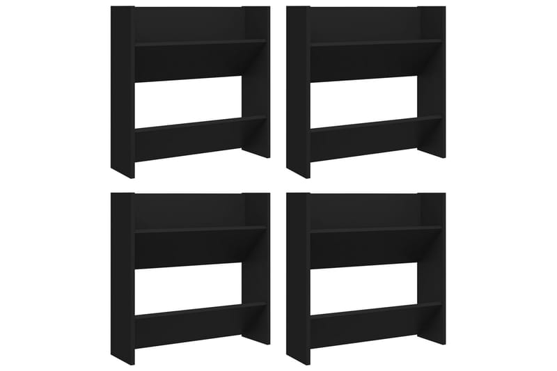 Väggmonterat skoställ 4 st svart 60x18x60 cm spånskiva - Svart - Förvaring - Sko- & klädförvaring - Skoförvaring