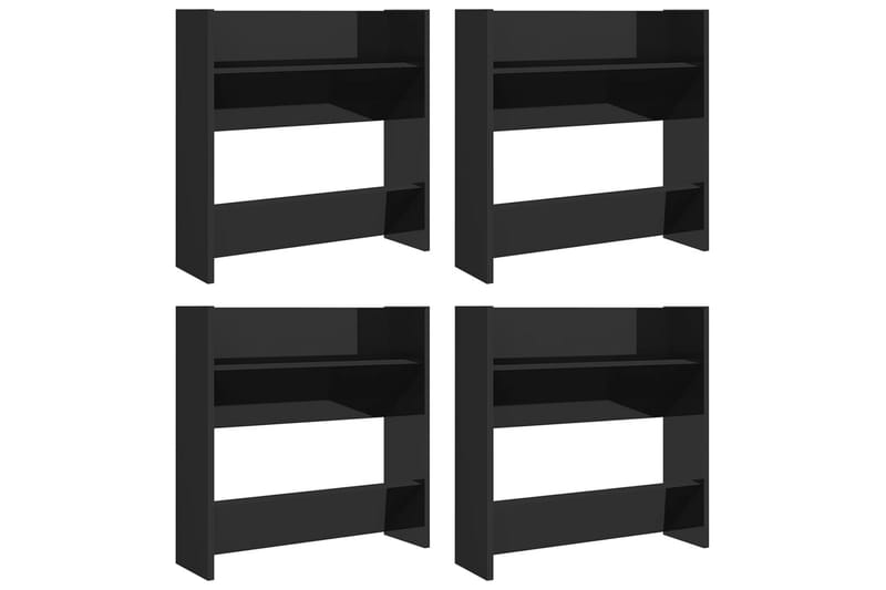 Väggmonterat skoställ 4 st svart högglans 60x18x60 cm spånsk - Svart högglans - Förvaring - Sko- & klädförvaring - Skoförvaring