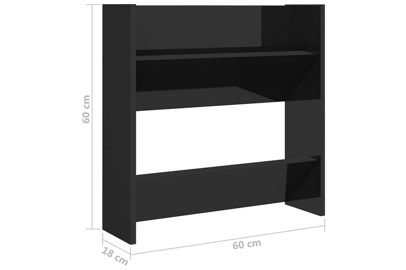 Väggmonterat skoställ 4 st svart högglans 60x18x60 cm spånsk - Svart högglans - Förvaring - Sko- & klädförvaring - Skoförvaring