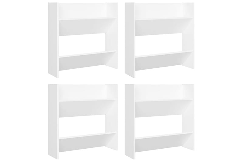 Väggmonterat skoställ 4 st vit 60x18x60 cm spånskiva - Vit - Förvaring - Sko- & klädförvaring - Skoförvaring