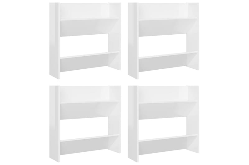 Väggmonterat skoställ 4 st vit högglans 60x18x60 cm spånskiv - Vit högglans - Förvaring - Sko- & klädförvaring - Skoförvaring