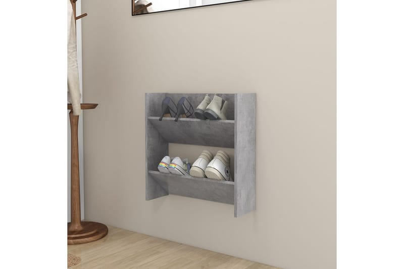 Väggmonterat skoställ betonggrå 60x18x60 cm spånskiva - Betonggrå - Förvaring - Sko- & klädförvaring - Skoförvaring