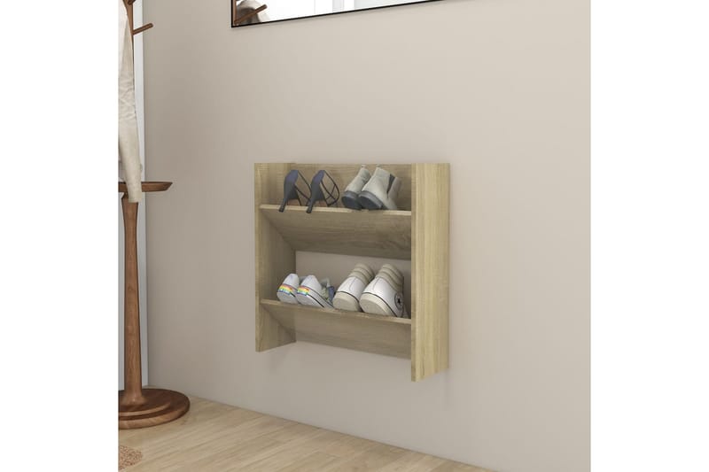 Väggmonterat skoställ sonoma-ek 60x18x60 cm spånskiva - Ek - Förvaring - Sko- & klädförvaring - Skoförvaring