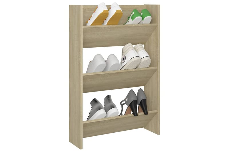 Väggmonterat skoställ sonoma-ek 60x18x90 cm spånskiva - Ek - Förvaring - Sko- & klädförvaring - Skoförvaring