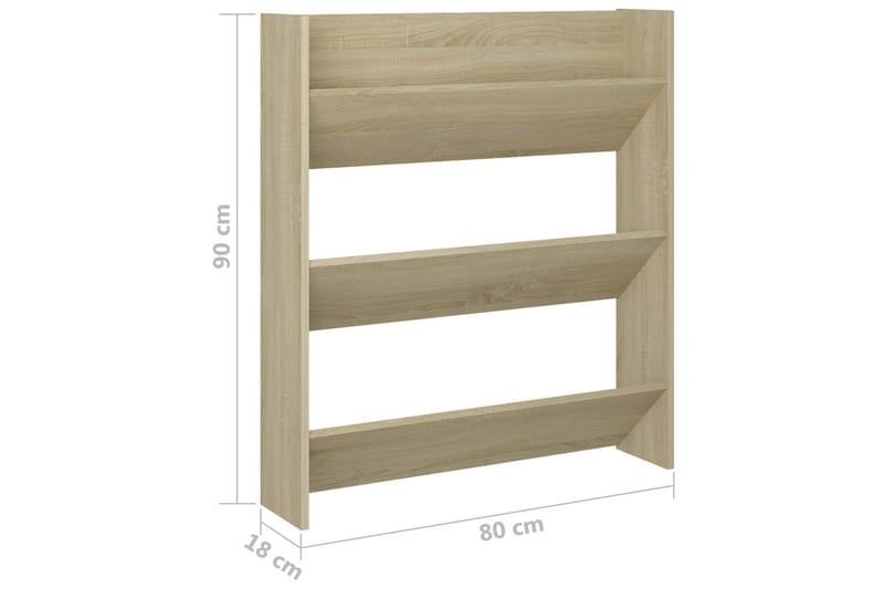 Väggmonterat skoställ sonoma-ek 80x18x90 cm spånskiva - Ek - Förvaring - Sko- & klädförvaring - Skoförvaring