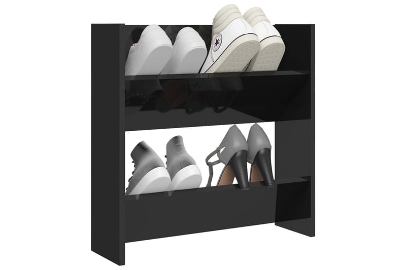 Väggmonterat skoställ svart högglans 60x18x60 cm spånskiva - Svart högglans - Skoförvaring - Skohylla & skoställ