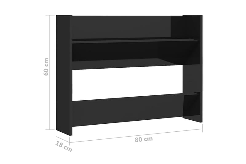 Väggmonterat skoställ svart högglans 80x18x60 cm spånskiva - Svart högglans - Förvaring - Sko- & klädförvaring - Skoförvaring