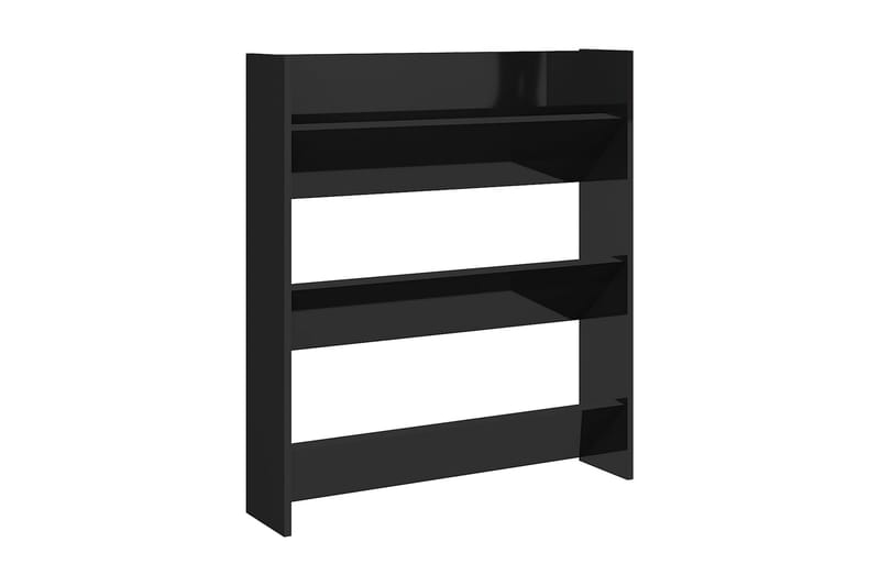 Väggmonterat skoställ svart högglans 80x18x90 cm spånskiva - Svart högglans - Förvaring - Sko- & klädförvaring - Skoförvaring