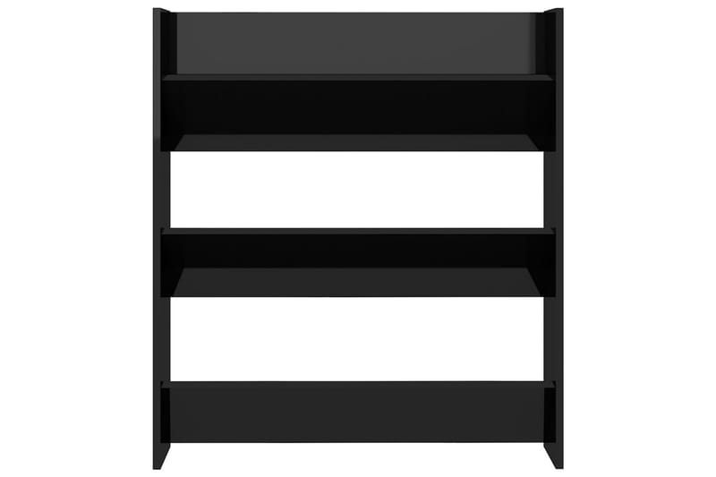 Väggmonterat skoställ svart högglans 80x18x90 cm spånskiva - Svart högglans - Förvaring - Sko- & klädförvaring - Skoförvaring