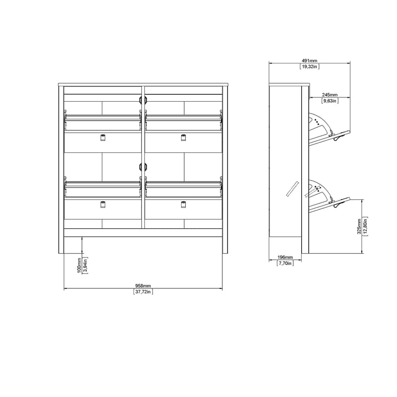 Vallvidera Skoskåp med 4 fack 103x25x103 cm - Förvaring - Sko- & klädförvaring - Skoförvaring